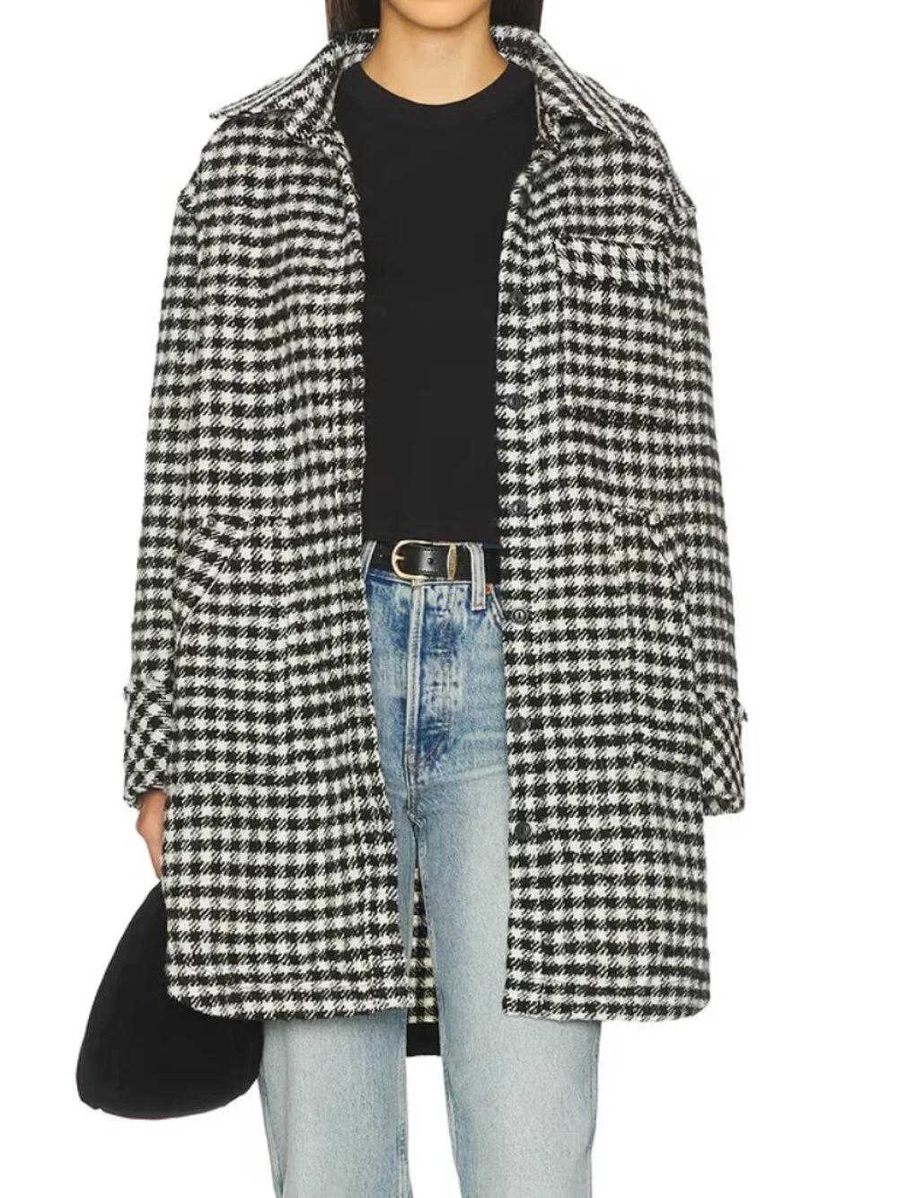 We The Free Get Around Houndstooth Shirt In Black & White